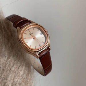 Chic Style Brown Oval Face Women’s Leather Watch