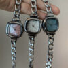Chic Style Silver Square Mother of Pearl Bracelet Watch