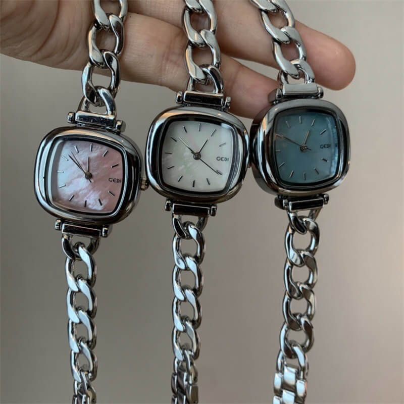 Chic Style Silver Square Mother of Pearl Bracelet Watch