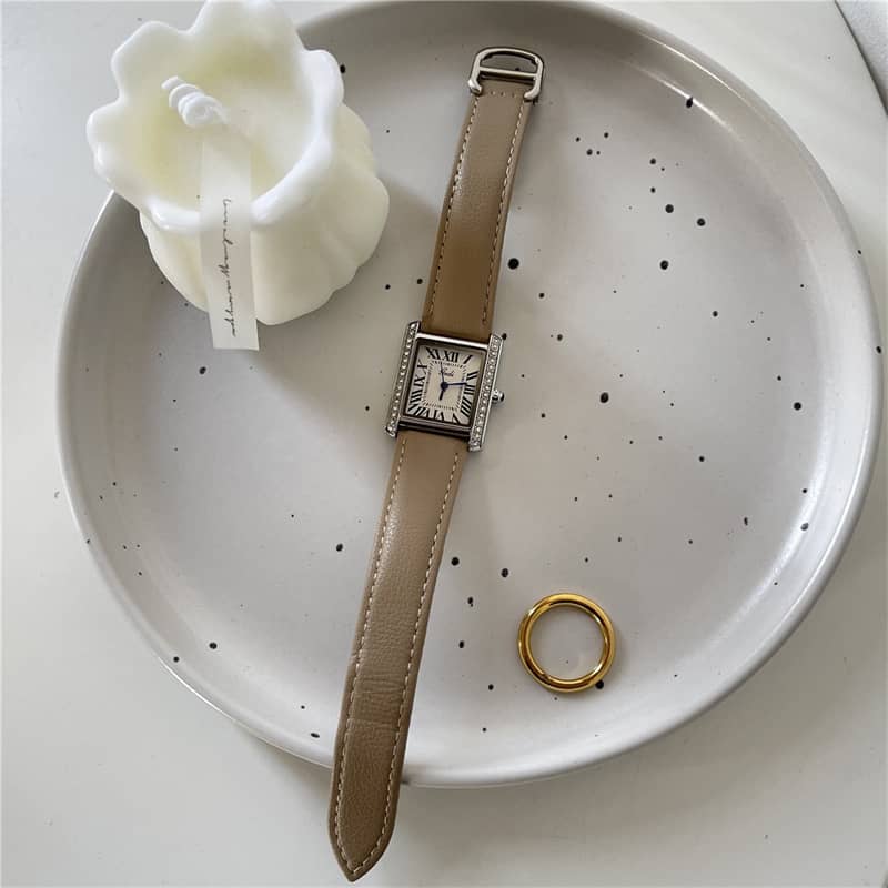 Classic Grey/Brown/Black Diamond-Encrusted Watch