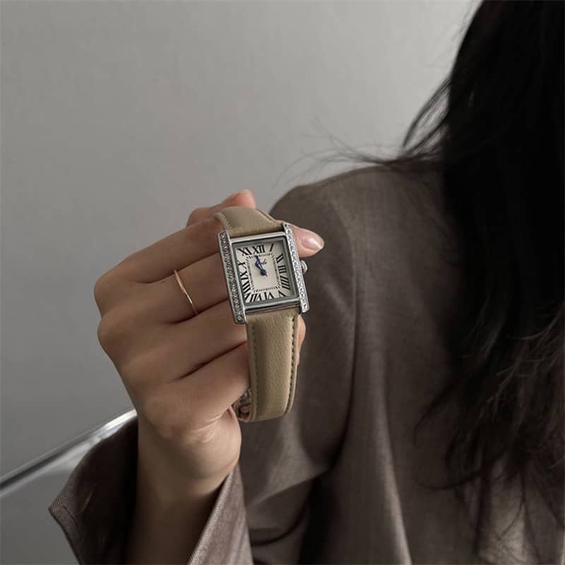 Classic Grey/Brown/Black Diamond-Encrusted Watch