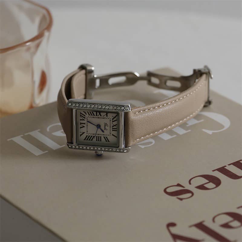 Classic Grey/Brown/Black Diamond-Encrusted Watch