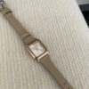 Dainty Grey Brown Square Leather Watch for Women