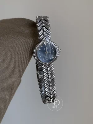 Silver Ladies Watch Chic Blue Mother of Pearl Women's Watch