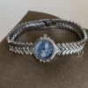 Silver Ladies Watch Chic Blue Mother of Pearl Women's Watch