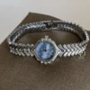 Silver Ladies Watch Chic Blue Mother of Pearl Women's Watch