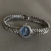 Silver Ladies Watch Chic Blue Mother of Pearl Women's Watch