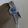 Silver Ladies Watch Chic Blue Mother of Pearl Women's Watch