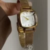 Chic Gold Square Face Watch Minimalist Mesh Bracelet Watch For Women