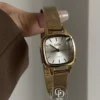 Chic Gold Square Face Watch Minimalist Mesh Bracelet Watch For Women