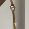 Chic Gold Square Face Watch Minimalist Mesh Bracelet Watch For Women