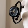 Dainty Sleek Black Bangle Watch For Women