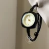Dainty Sleek Black Bangle Watch For Women