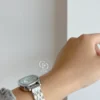 Mint Green Color Square Face Silver Bracelet Watch