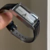 Minimalist Rectangular Black Leather Band Watch for Women