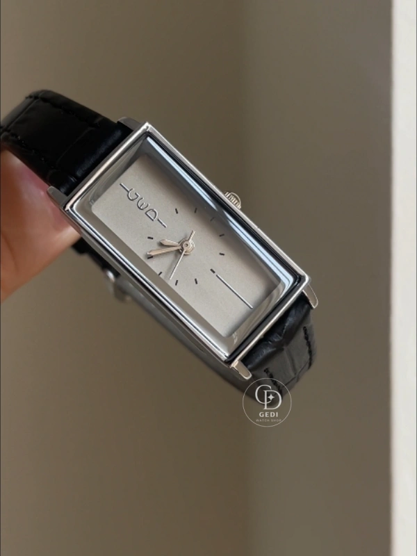 Minimalist Rectangular Black Leather Band Watch for Women
