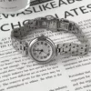 Classic Silver Round Face Watch for Women Roman Numeral Dial Ladies Watch