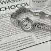 Classic Silver Round Face Watch for Women Roman Numeral Dial Ladies Watch