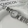 Classic Silver Round Face Watch for Women Roman Numeral Dial Ladies Watch