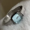 Minimalist Blue Dial Ladies Watch Silver Mesh Bracelet Watch For Women