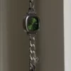 Emerald Green Dial Ladies Watch Minimalist Silver Square Face Watch for Women