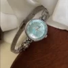 Dainty Mint-green Mother of Pearl Dial Ladies Watch Slim Silver Mesh Bracelet Watch for Women