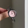 Chic Pink Dial Bangle Watch for Women Dainty Silver Ladies Watch