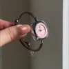 Chic Pink Dial Bangle Watch for Women Dainty Silver Ladies Watch