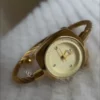 Chic Beige Dial Bangle Watch for Women Dainty Gold Ladies Watch