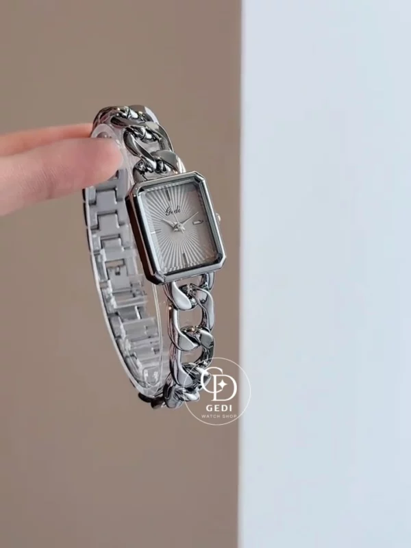 Chic Rectangular Silver Bracelet Women's Watch