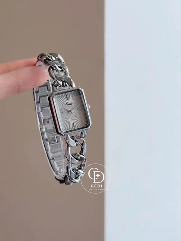 Chic Rectangular Silver Bracelet Women's Watch