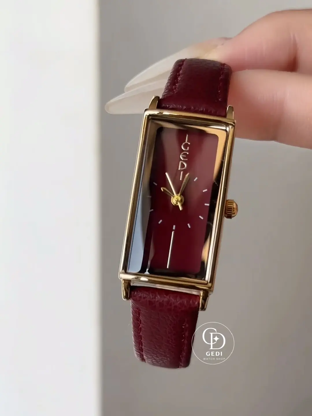 Minimalist Rectangular Red Watch for Women
