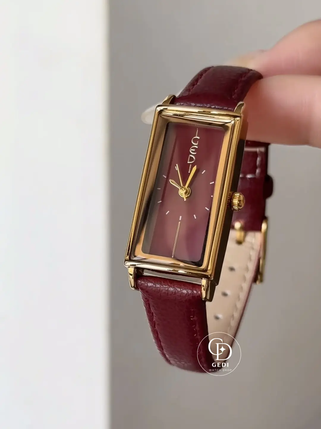 Minimalist Rectangular Red Watch for Women