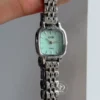 Mint Green Color Square Face Silver Bracelet Watch