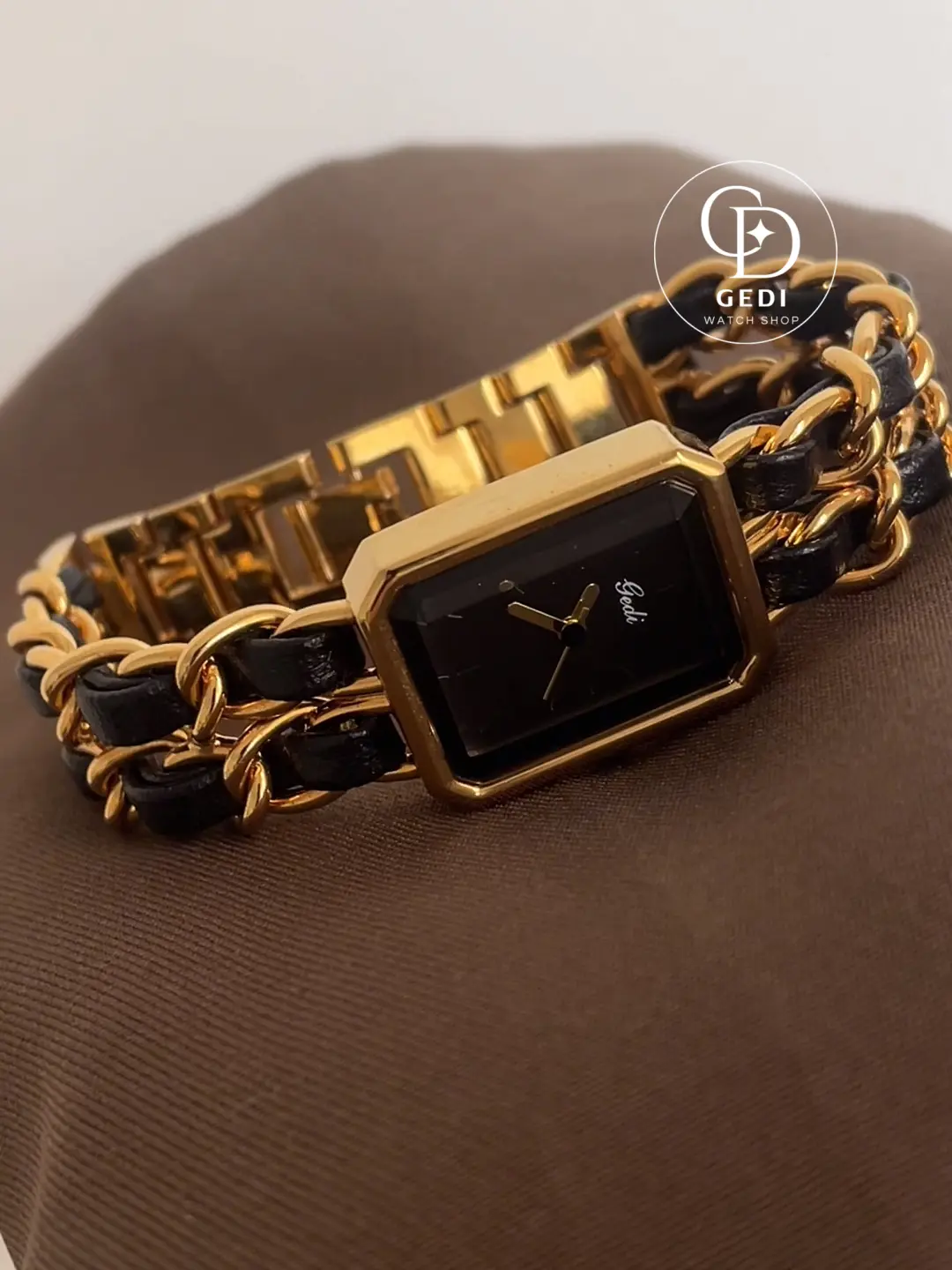 Elegant Rectangular Golden Bracelet Women's Watch