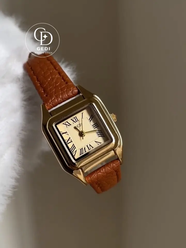 Vintage Square Face Leather Watch For Momen