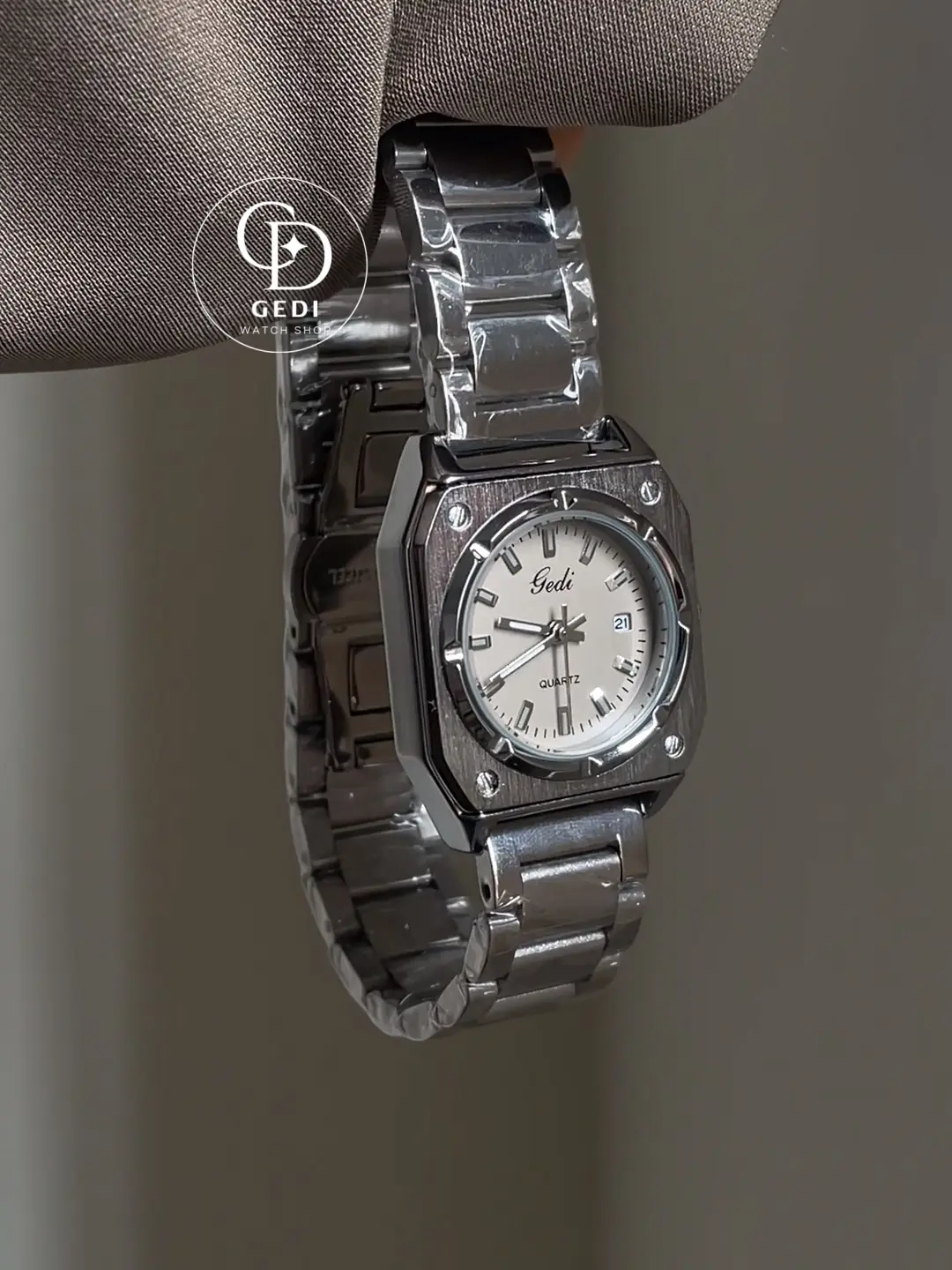 Chic Square White/Pink Dial Watch for Women