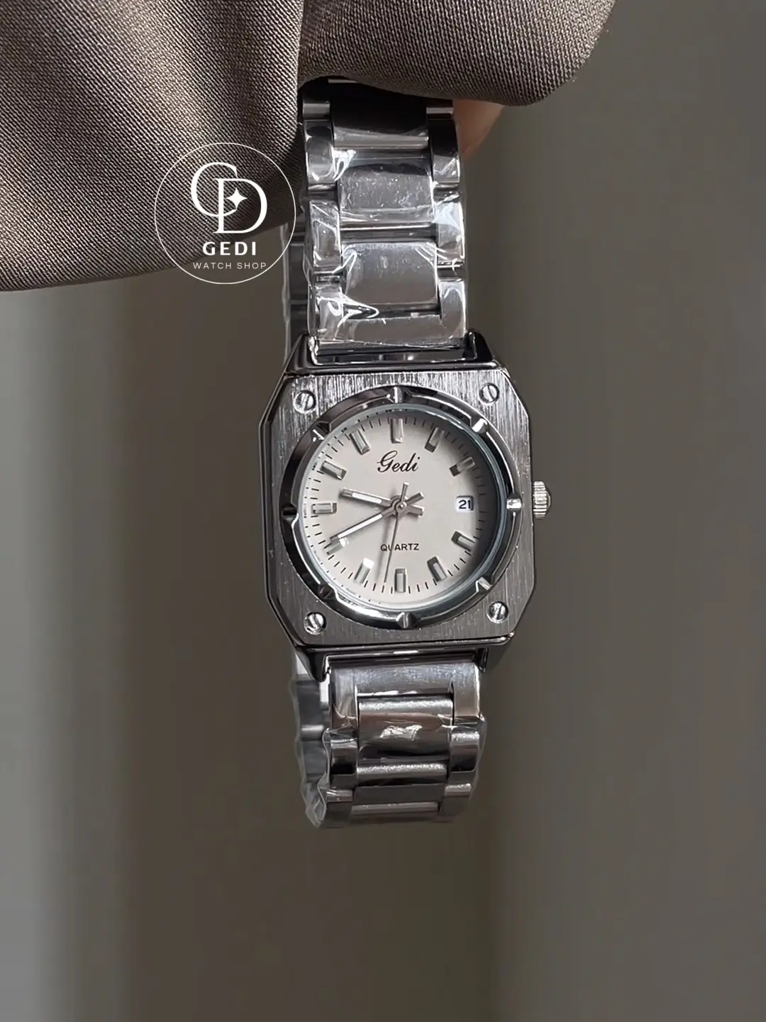 Chic Square White/Pink Dial Watch for Women