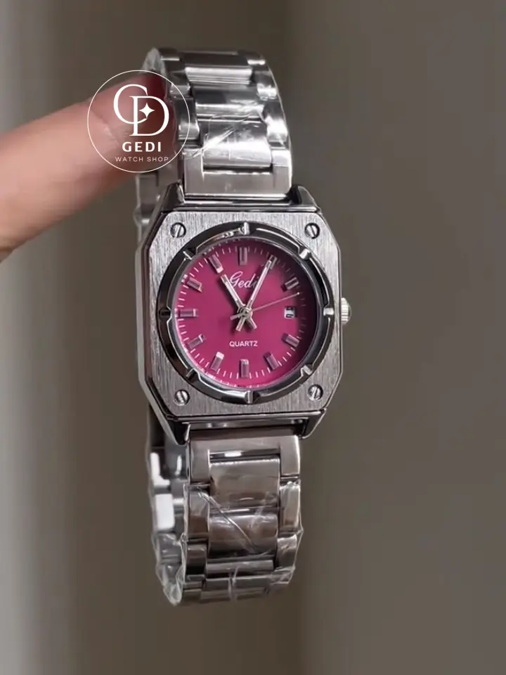 Chic Square White/Pink Dial Watch for Women