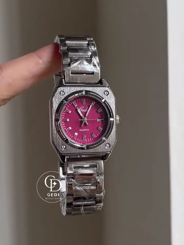 Chic Square White/Pink Dial Watch for Women