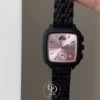 Modern Square Black Watch with Green/Pink Dial