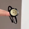 Elegant Bangle Watch with Black & Gold Strap Choices