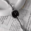 Minimalist Silver Watch with Black Dial and Slim Band