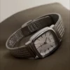 Minimalist Silver Mesh Bracelet Watch for Women Square Face Ladies Watch