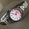 Dainty Pink Gradient Dial Watch for Women Chic Big Round Face Ladies Watch