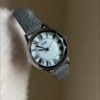 Dainty Blue Leather Strap Ladies Watch Classic Round Face Roman Numeral Watch for Women