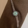 Dainty Green Mother of Pearl Watch Elegant Silver Pearl Bracelet Watch for Women