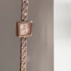 Chic Rose Gold Bracelet Ladies Watch Small Square Dial Watch for Women