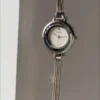 Dainty Silver Bracelet Ladies Watch Round Face Watch for Women