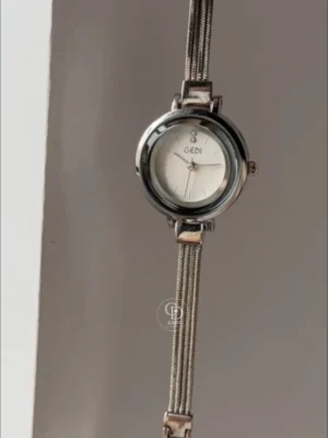 Dainty Silver Bracelet Ladies Watch Round Face Watch for Women